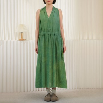 度假風側綁帶收腰垂感無袖洋裝121464C