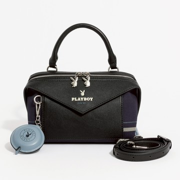 PLAYBOY - 雙拉鍊手提包附長背帶  Urban Pulse系列 - 藍色