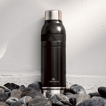 英國Urbanomad 旅人多功能保溫保冷瓶750ml+兩用杯蓋吸管套組 - 珍珠白