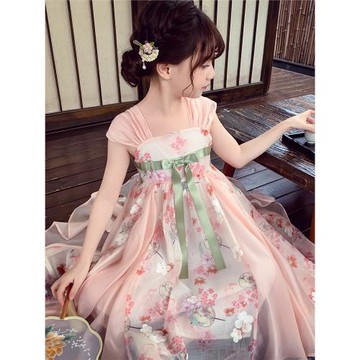 女童連衣裙夏裝2026新款洋氣兒童吊帶公主裙小女孩超仙古風漢服裙