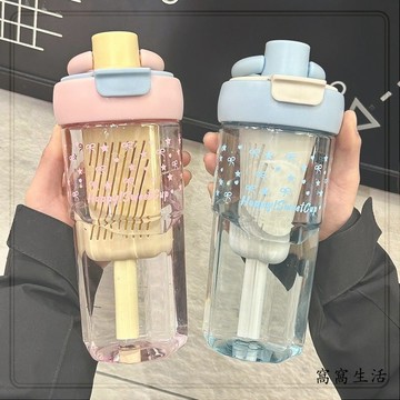 【2.5萬人收藏】可愛簡約隨手杯子大容量高顏值帶吸管塑料杯子男女士學生出行便攜