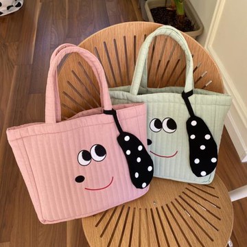 韓國ins媽咪包大容量刺繡狗狗手提包打包收納袋秋冬個性絎縫包包