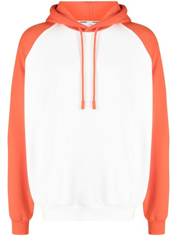 Sunnei - colour-block drawstring cotton hoodie - unisex - Cotton - L - White