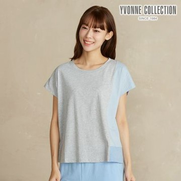YVONNE 以旺傢飾 跳色拼接連袖上衣-寧靜灰