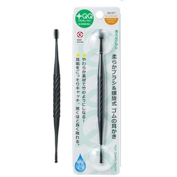 日本綠鐘 +QQ附矽膠頭刷360雙頭螺旋耳扒QQ-607