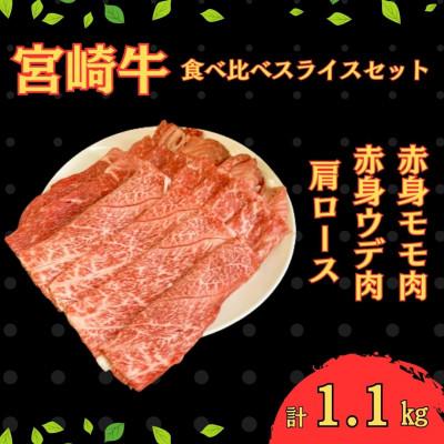 ふるさと納税 串間市 宮崎牛赤身モモ肉400g、赤身ウデ肉400g、肩ロース300g食べ比べスライスセット(串間市)