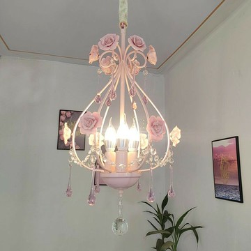 免運附發票 公司貨 韓式浪漫粉色水晶公主風房少女臥室燈溫馨兒童燈浪漫女生粉色吊燈 快速出貨PPP1111