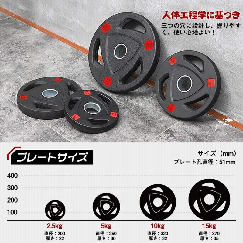 バーベルプレート［15kg×4］ラバーオリンピックシャフトΦ50mm