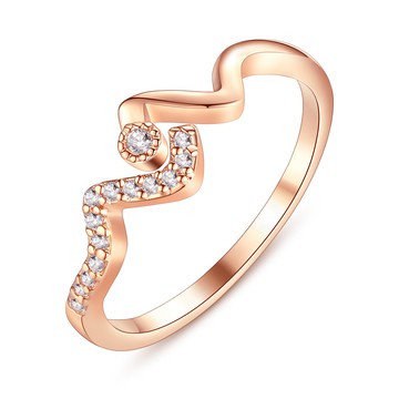 戒指．防小人尾戒．波浪造形．女戒．精鍍玫瑰金