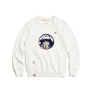 【江戶勝】狗狗球厚長袖T恤-米白色