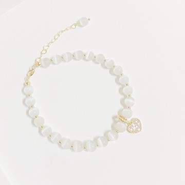 送禮物 [現貨商品]【焦糖小姐Ms caramelo 】貓眼石手鍊 愛心鋯石手鍊