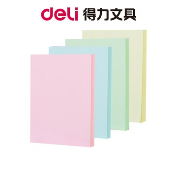 【Deli得力】淡色便條紙/76×101mm/顏色隨機出貨/100張/EA01402｜桌面備忘 日程提醒 留言記事 手帳