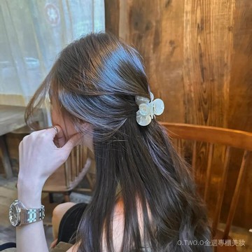 【臺灣出貨】純慾小白~韓係醋痠山茶花髮夾女後腦勺盤髮鯊魚夾馬尾夾髮夾頭飾 WS1V