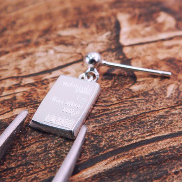 ART64 巧克力小銀磚耳環 純銀耳環 (單支)