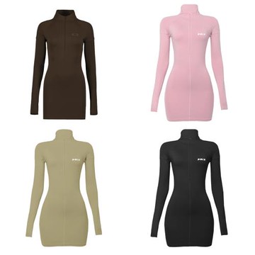 PRIX歐美風修身顯瘦長袖連衣裙2023年拉鏈開衫高腰一步裙辣妹風