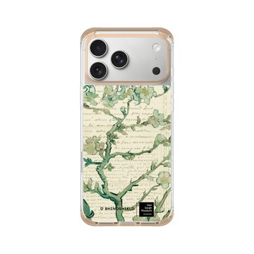 iPhone 17 Pro Max ClearX (MagSafe 兼容) 暖透橘 - Van Gogh Museum - 盛開的杏花與手寫稿背景