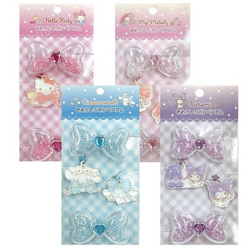 小禮堂 Sanrio 三麗鷗 蝴蝶結髮圈2入組 (流沙款) 大耳狗 酷洛米 Kitty 美樂蒂