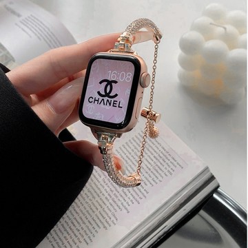 小香風鏈式 適用 Apple Watch 9 8 7 6 5 蘋果手錶 SE S10 45mm 46mm 女款 錶帶