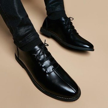 男鞋2025新款冬季真皮透氣商務正裝男士皮鞋內增高英倫休閑鞋子男