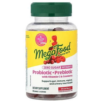 MegaFood, Women's Probiotic + Prebiotic With Vitamin C & Cranberry Gummies, Mixed Berry, 60 Gummies