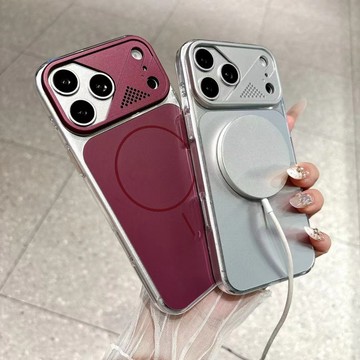 新品適用蘋果18ProMax大視窗AG磁吸手機殼全包防摔保護殼撞色秒變