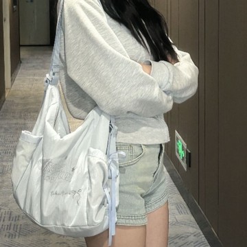 免運🔮2025夏季新款腋下包ins風韓係少女繡字雙用包大容量肩挎軟包女包韓國包包側背包 斜背包 通懃包 託特包 腋下包