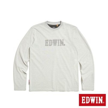EDWIN 男裝 WILDFIRE 經典印花長袖T恤-銀灰色
