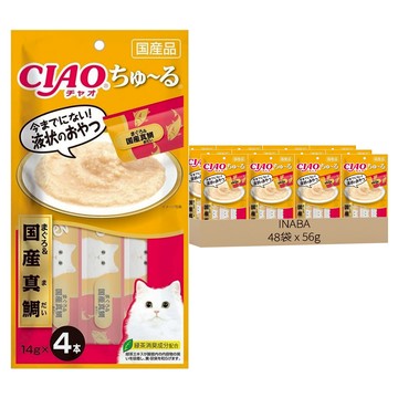 INABA CIAO 啾嚕 肉泥  鮪魚 + 國產真鯛  56g  48袋