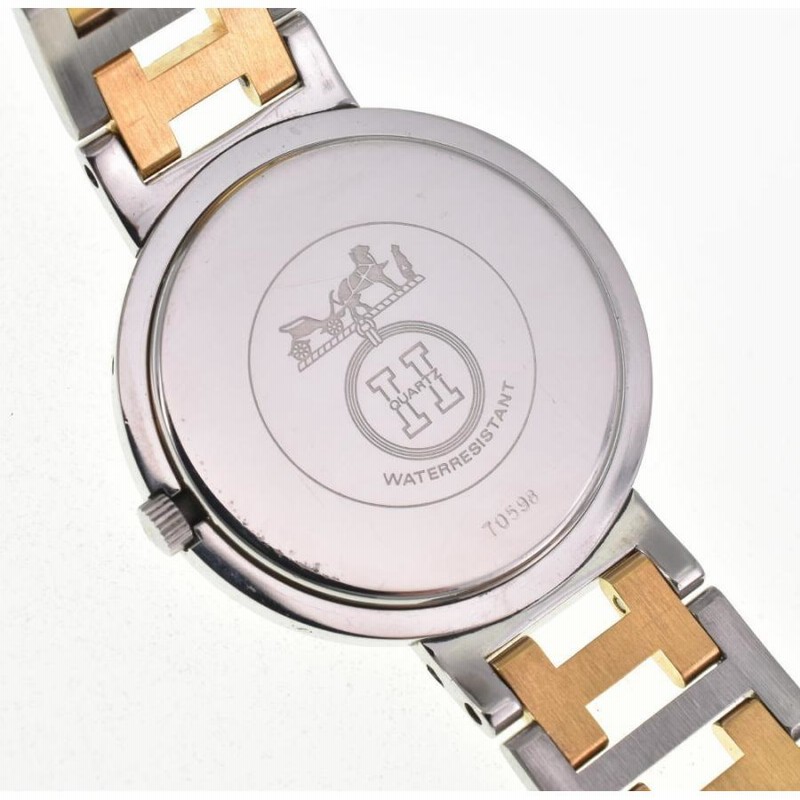 ☆美品【HERMES】エルメス クリッパー 34mm SS/GP クォーツ メンズ D 