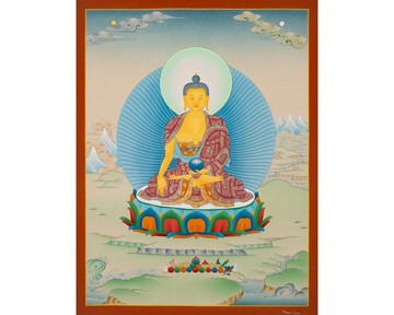 傳統西藏唐卡 — 釋迦牟尼佛 噶瑪嘎孜風格