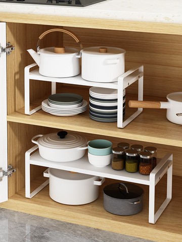 櫥柜分層架柜子內收納神器廚房桌面臺面置物鍋架下水槽多層調料架