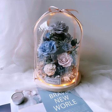 玻璃罩永生花 開幕禮 生日禮 客製化刻字 客製化禮物 情人節禮盒