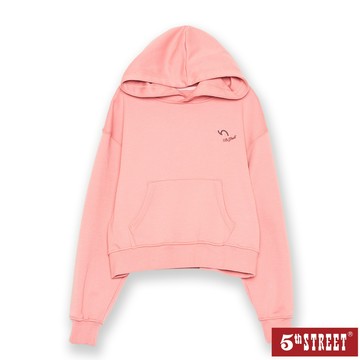 【5th STREET】 女裝 長袖 logo 連帽t 短版上衣 帽t 粉紅 (561000)