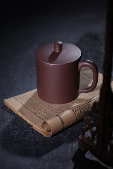 送禮紫砂壺茶壺素雅宜興紫砂杯茶杯子帶把蓋杯手工藝黃龍山原礦紫