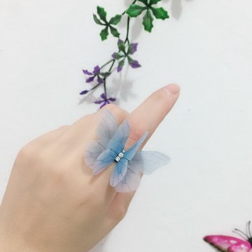 雅夢緹古風輕盈立體薄紗蝴蝶戒指超美超仙指環活口可調節大小戒指
