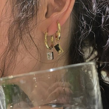 wait2sec come noi 王一博同款耳環鋯石包包圓環耳環中性款歐美風