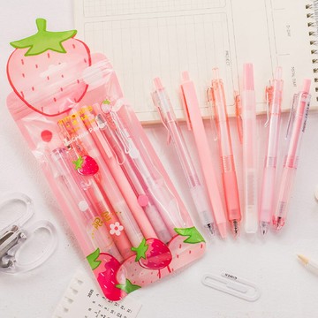 一木林按動中性筆高顏值套裝筆ins日系風學生用0.5子彈頭按壓式可愛刷題筆黑筆少女心圓珠筆小清新超萌文具