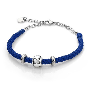 手鍊．手工編織．蠶絲蠟繩．純銀愛心串珠