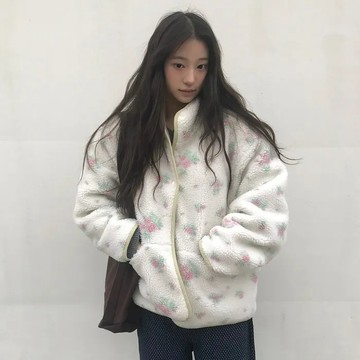 ˏˋ𝐻𝑒𝑦 𝑆𝑝𝑟𝑖𝑛𝑔 - ̗̀🌷⛅️ ̖́‎正反兩穿!!!冬日bi買~韓系溫柔甜美田園百搭清新花朵衛衣絨衫保暖外套女