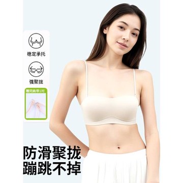 (免運)【粘人精】心動時光機無肩帶內衣女防滑無痕隱形抹胸美背文胸