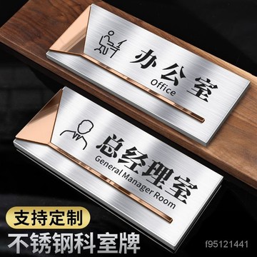 臺灣出貨👍【門牌號碼】高檔不銹鋼辦公室門牌定製總經理會議室財務部門金屬科室指示標牌 AFVM