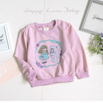 甜美花圈女孩好朋友長袖上衣 秋冬童裝 女童上衣 女童長袖 女童棉T 女童T恤 長袖上衣 秋冬上衣