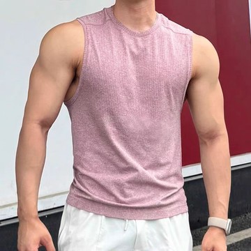 【台灣出貨】美式無縫提花運動背心男夏季無袖坎肩t恤彈力速乾透氣健身訓練服背心上衣男生上衣健身衣男