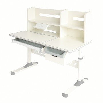 E-home GUGU古古多功能書架雙抽陪讀兒童升降成長桌-寬120cm-三色可選灰色