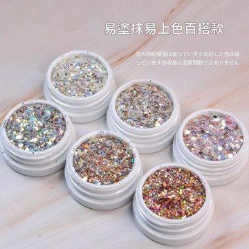💫隔日到貨💫美麗佳人 美甲閃片飾品七彩亮片小紅書爆款仙氣飄飄透明雲錦粉盒裝