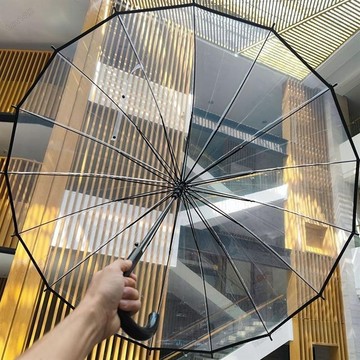 網路爆款⚡自動折疊傘 遮陽傘 加厚16骨透明雨傘長柄網紅ins清新復古簡約森系雙人加厚自動纖維 輕量雨傘 防曬傘