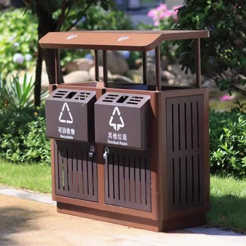 新中式戶外垃圾桶 景區古鎮公園 分類果皮箱室外不銹鋼垃圾箱