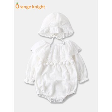 嬰兒衣服女純棉公主哈衣新生寶寶春秋長袖滿月包屁衣連體衣春裝薄