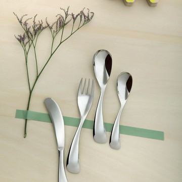 【Sambonet】【預購】兒童不鏽鋼餐具4件組 客製卡片 不鏽鋼餐具 兒童餐具 兒童用品 學習餐具 餐具組