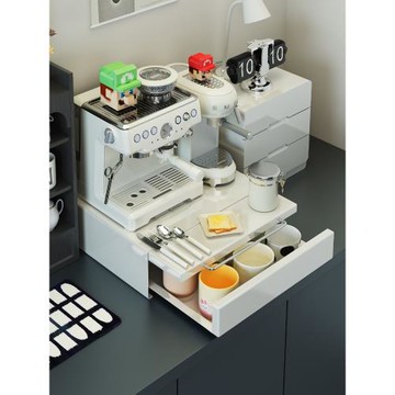 咖啡機置物架擺放臺水吧臺馬克杯架子餐邊柜抽拉式杯子收納置物架